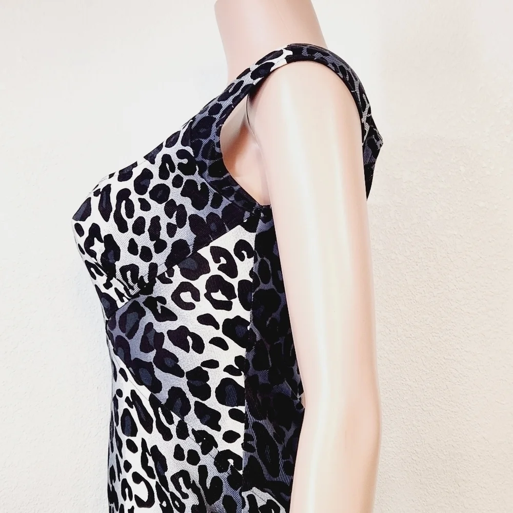 Jessica Simpson Leopard Print Open Back Sheath Sexy Dress Sz 6_6
